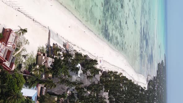 Vertical Video of the Coast of Zanzibar Island Tanzania Slow Motion