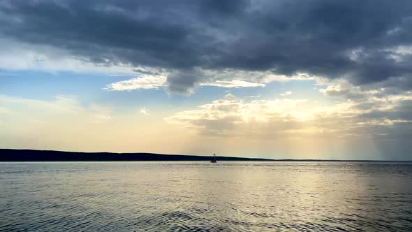 Boat and the sea at sunset