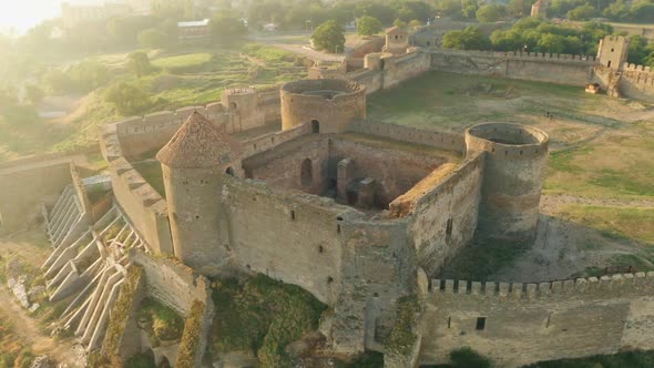 Aerial View of the Old Fortress in Belgorod-Dniester at Sunrise, Ukraine