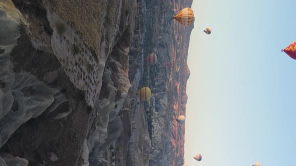 Balloons in Cappadocia Vertical Video Slow Motion