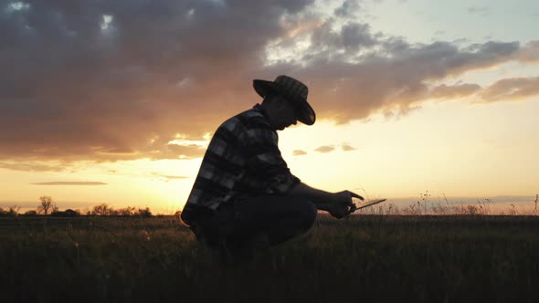 Smart Agriculture Technology Farmer Holding Tablet with Smart Technology