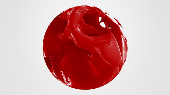 Red Color Splash In Sphere