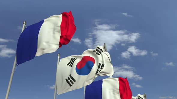 Many Flags of South Korea and France alt