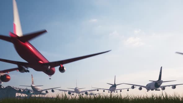 Many Airplanes Take Off at the Same Time