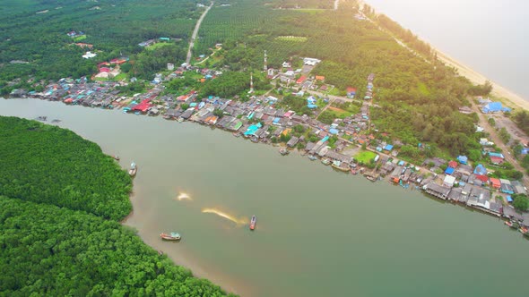 An aerial view over the “Pak Nam Tako”