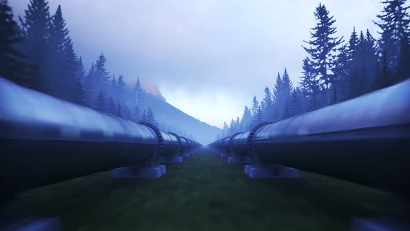 A pipeline running through forest clearance transport fuel over long distances.