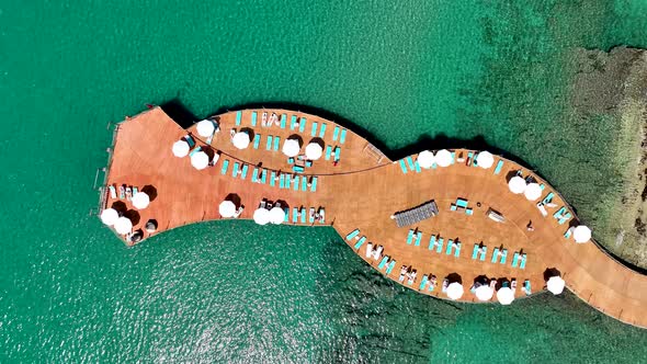 Pier by the sea aerial view Turkey Alanya 4 K