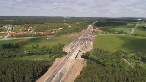 Aerial view of construction works of a highway section 05