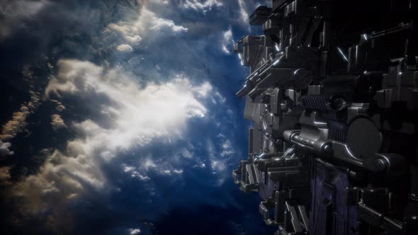 Spaceship with View on Space and Planet Earth alt