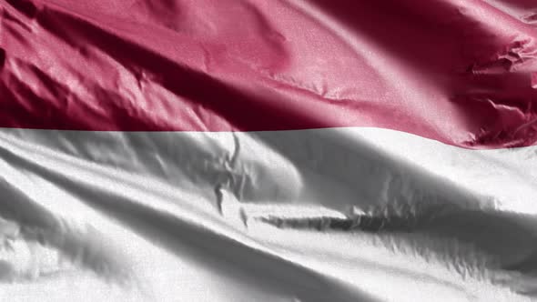 Indonesia textile flag waving on the wind. Slow motion. 20 seconds loop.