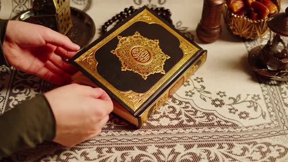 Quran Book Closeup Praying Islamic Religion