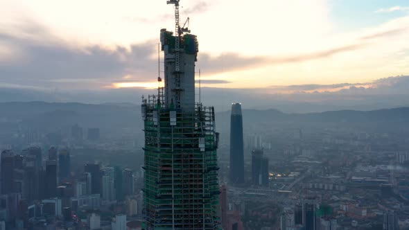 Sunrise at big city skyscraper