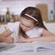 Girl Making Notes During Online Lesson in Kitchen - VideoHive Item for Sale