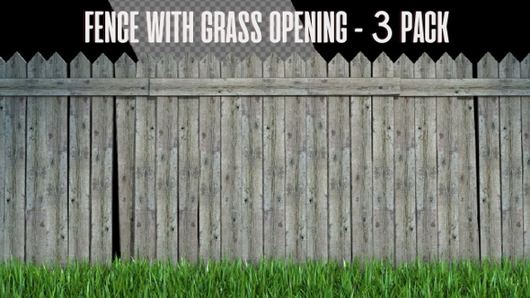 3D Wood Fence With Grass Opening - 3 Pack alt