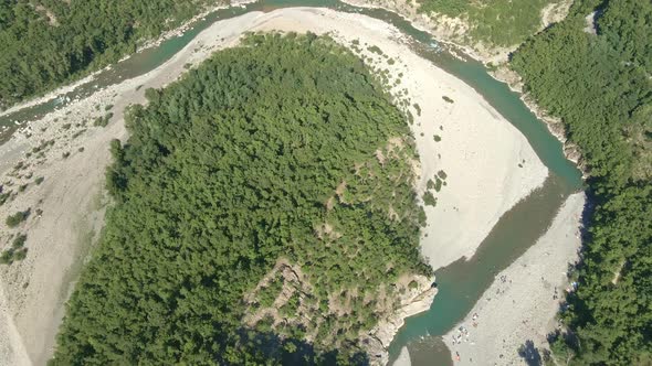 Trebbia River Aerial, Brugnello, Italy