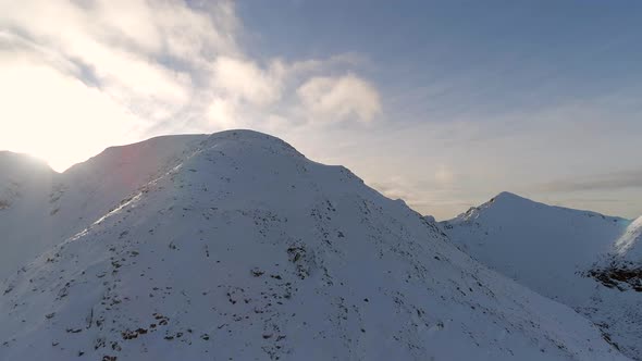 Snowy Mountain Aerial View in the Winter