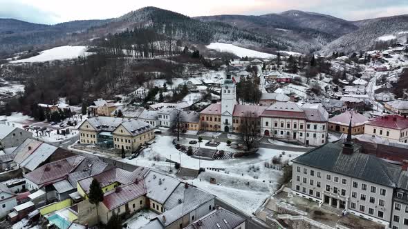 Aerial view of the town of Gelnica in Slovakia