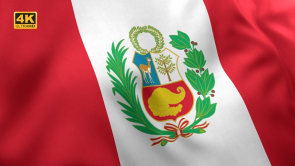 Peru Flag with Emblem - 4K