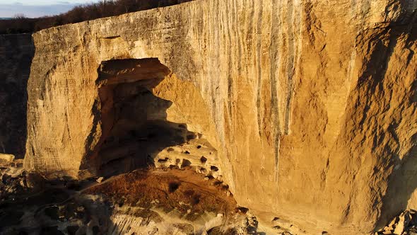 Giant cliff at sunset