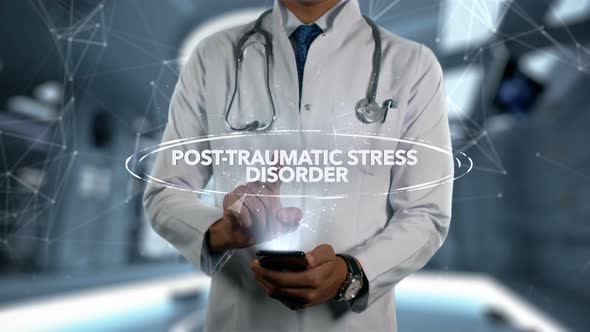 Post Traumatic Stress Disorder Male Doctor Hologram Illness Word