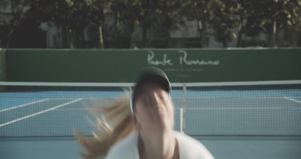 Young Tennis Player Dancing On Court