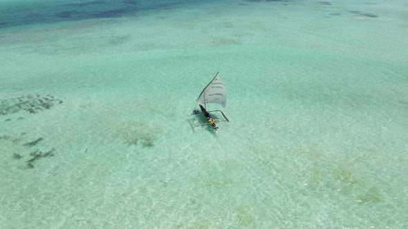 Boats in the Ocean Near the Coast of Zanzibar Tanzania Slow Motion