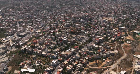 Aerial view of the Arab city of Um al Fahm in Northern Israel.