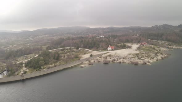 Aerial drone view of Vale do Rossim in Serra da Estrela, Portugal