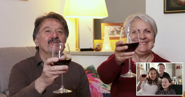 Family having video call