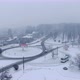 Aerial view of small town in snowfall. Blizzard. Snowstorm. - VideoHive Item for Sale