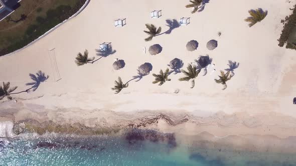 Cenital Drone Of Caribbean Beach In The Hotel 