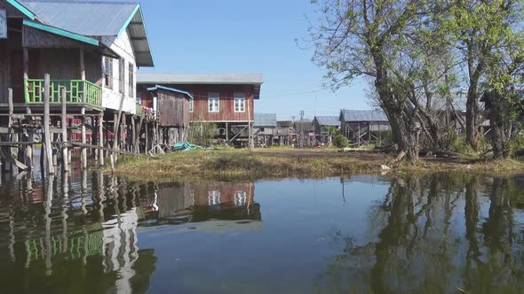 Stilted Houses in Village on Famous Inle Lake