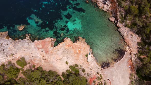 Cala Xuclar beach in Ibiza, Spain