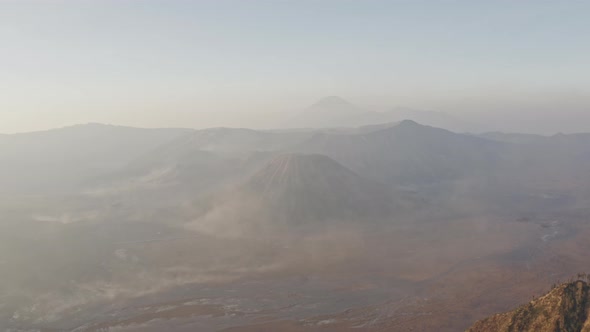 Drone Over Mountain Landscape Of Tengger Calder