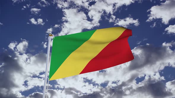 Republic Of The Congo Flag With Sky