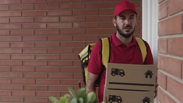 Hispanic Courier Rider Delivering a Package