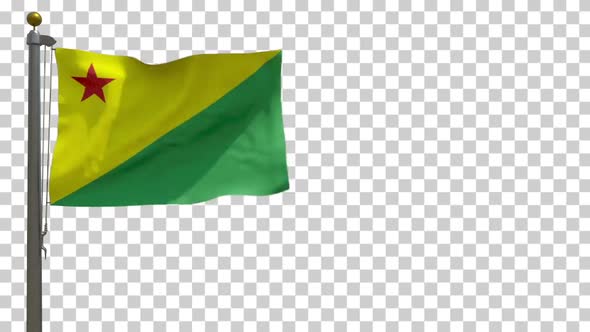 Acre Flag (Brazil) on Flagpole with Alpha Channel - 4K