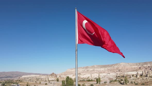 Aerial View Flag Turkey Cappadocia