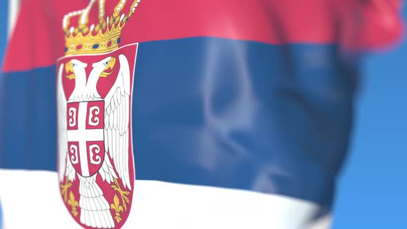 Waving National Flag of Serbia