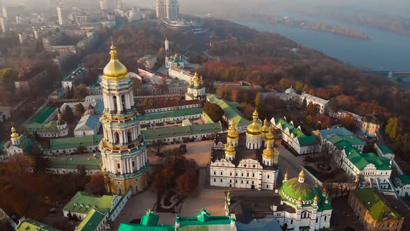 Aerial View of Kiev Pechersk Lavra at Sunset, Kiev