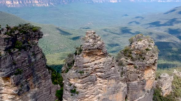 Aerial view over Three Sisters, Blue mountains, Sydney, Australia