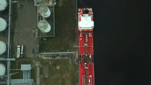 Cargo ship aerial view