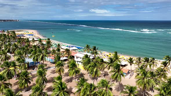 Gunga Beach tropical tourism landmark at Maceio Alagoas Brazil.