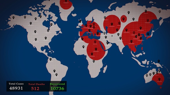 World Map Of Corona Virus Coivd-19 Infection