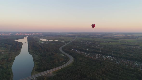 Hot Air Balloon Shape Heart in Sky