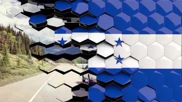 Honduras Flag Hexagon Transition - 4K Resolution