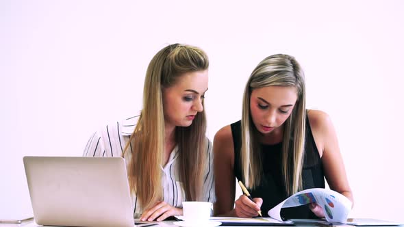 Blonde Business Woman Working at Modern Office