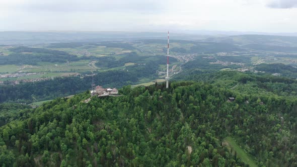 Aerial view of Uetliberg mountain over Zurich, Switzerland