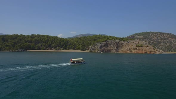 Tour Boat in Turkey Aerial