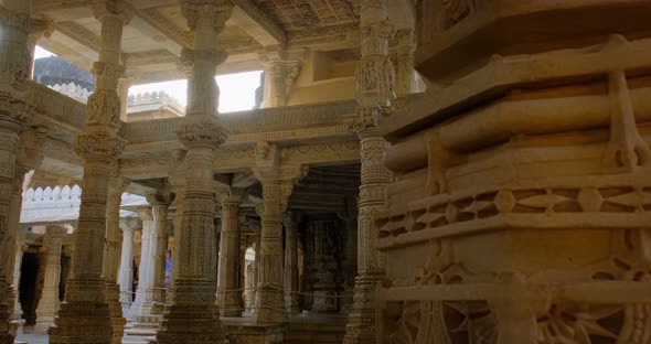 Columns of Beautiful Ranakpur Jain Temple or Chaturmukha Dharana Vihara Mandir in Ranakpur